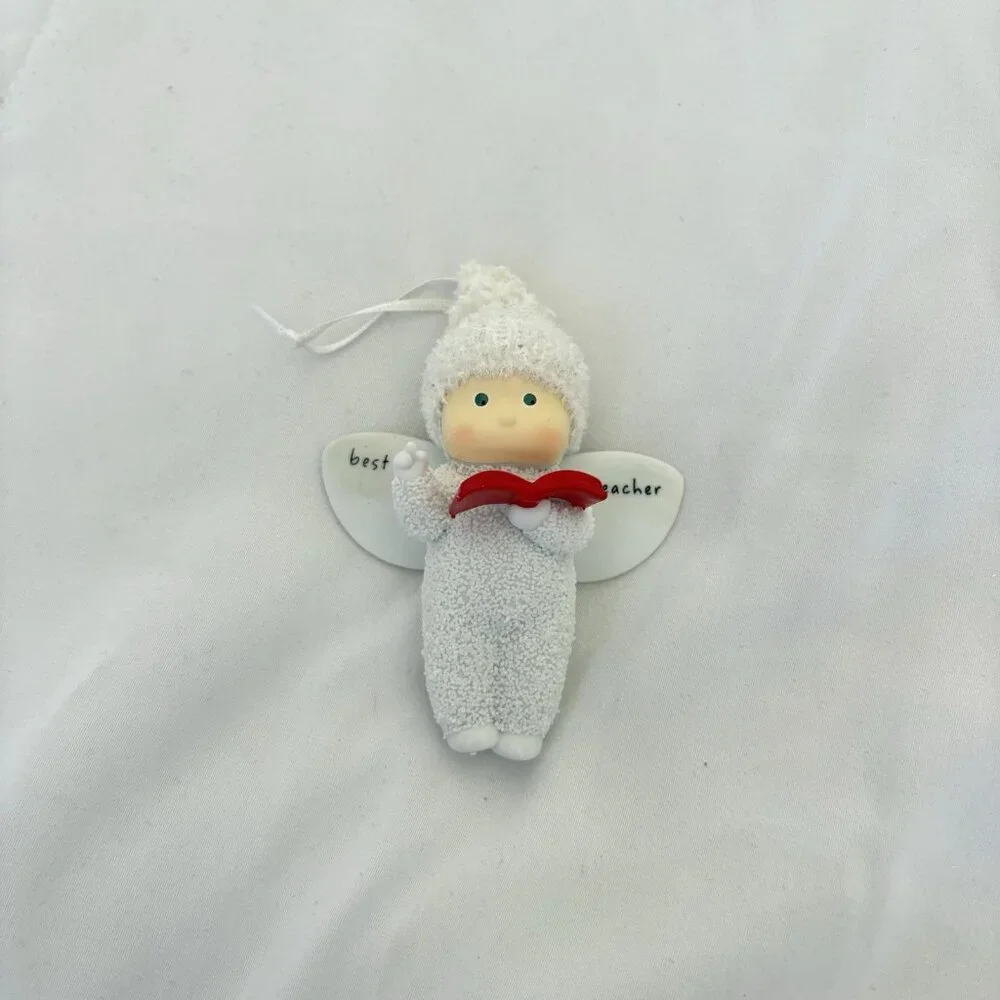 Department 56 Snow Baby Ornament Angel Best Teacher Book Enesco‎ 2010 White